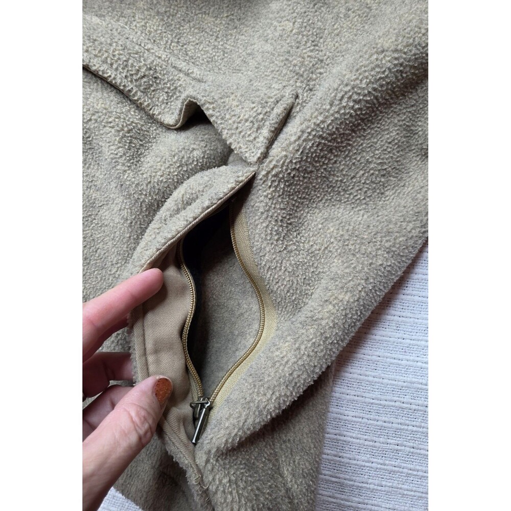 Eddie Bauer Size Medium 1/4 Zip Fleece Pullover Tan Pockets Collar Oversized - Picture 4 of 9